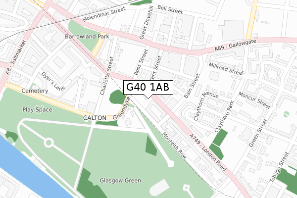 G40 1AB map - large scale - OS Open Zoomstack (Ordnance Survey)