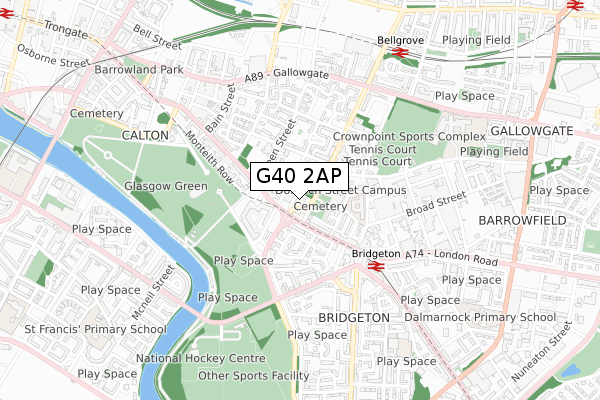 G40 2AP map - small scale - OS Open Zoomstack (Ordnance Survey)
