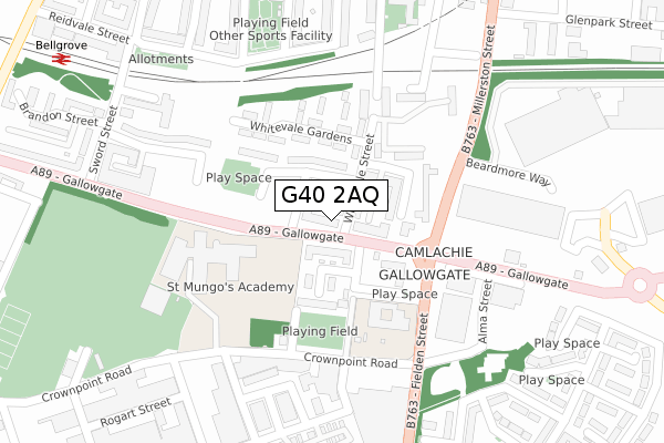 G40 2AQ map - large scale - OS Open Zoomstack (Ordnance Survey)