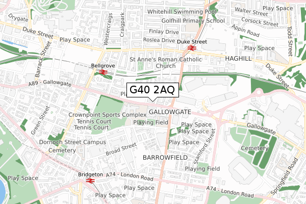 G40 2AQ map - small scale - OS Open Zoomstack (Ordnance Survey)