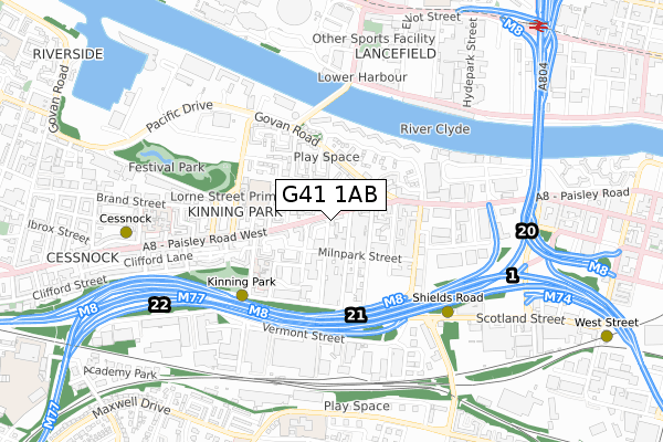 G41 1AB map - small scale - OS Open Zoomstack (Ordnance Survey) G41 1AB map - small scale - OS Open Zoomstack (Ordnance Survey)