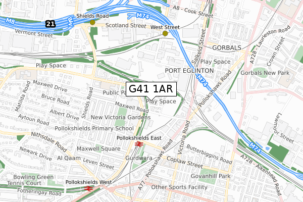 G41 1AR map - small scale - OS Open Zoomstack (Ordnance Survey) G41 1AR map - small scale - OS Open Zoomstack (Ordnance Survey)