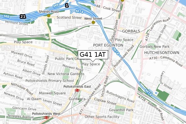 G41 1AT map - small scale - OS Open Zoomstack (Ordnance Survey) G41 1AT map - small scale - OS Open Zoomstack (Ordnance Survey)