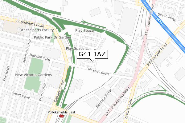 G41 1AZ map - large scale - OS Open Zoomstack (Ordnance Survey) G41 1AZ map - large scale - OS Open Zoomstack (Ordnance Survey)
