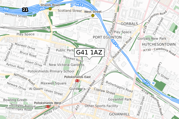 G41 1AZ map - small scale - OS Open Zoomstack (Ordnance Survey) G41 1AZ map - small scale - OS Open Zoomstack (Ordnance Survey)