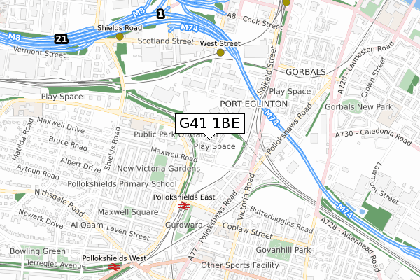 G41 1BE map - small scale - OS Open Zoomstack (Ordnance Survey) G41 1BE map - small scale - OS Open Zoomstack (Ordnance Survey)