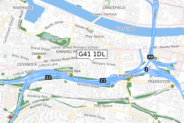G41 1DL map - small scale - OS Open Zoomstack (Ordnance Survey) G41 1DL map - small scale - OS Open Zoomstack (Ordnance Survey)