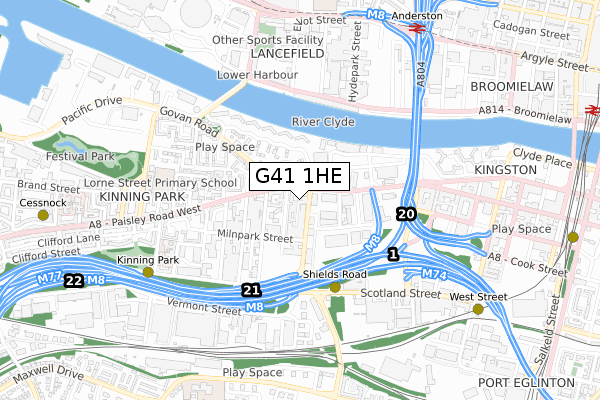 G41 1HE map - small scale - OS Open Zoomstack (Ordnance Survey) G41 1HE map - small scale - OS Open Zoomstack (Ordnance Survey)