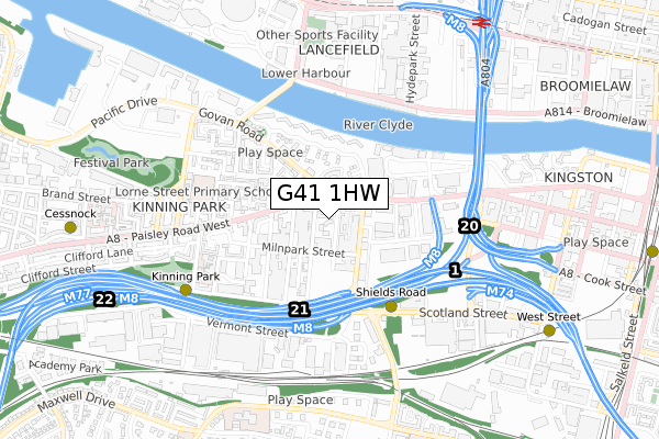 G41 1HW map - small scale - OS Open Zoomstack (Ordnance Survey) G41 1HW map - small scale - OS Open Zoomstack (Ordnance Survey)