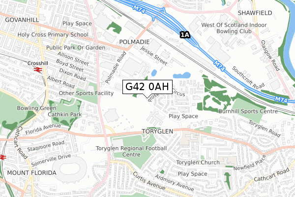 G42 0AH map - small scale - OS Open Zoomstack (Ordnance Survey)