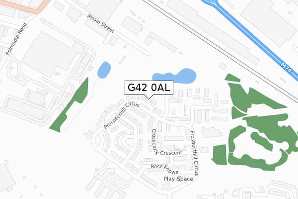G42 0AL map - large scale - OS Open Zoomstack (Ordnance Survey)