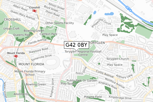 G42 0BY map - small scale - OS Open Zoomstack (Ordnance Survey)