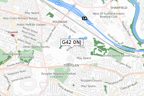 G42 0NJ map - small scale - OS Open Zoomstack (Ordnance Survey)