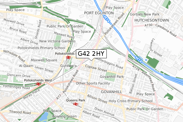 G42 2HY map - small scale - OS Open Zoomstack (Ordnance Survey) G42 2HY map - small scale - OS Open Zoomstack (Ordnance Survey)