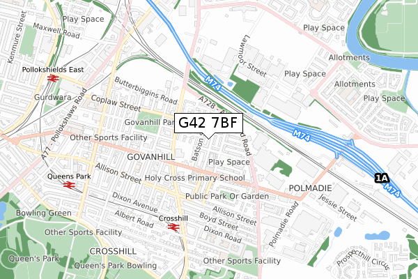 G42 7BF map - small scale - OS Open Zoomstack (Ordnance Survey) G42 7BF map - small scale - OS Open Zoomstack (Ordnance Survey)
