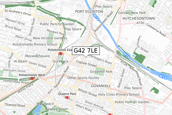 G42 7LE map - small scale - OS Open Zoomstack (Ordnance Survey) G42 7LE map - small scale - OS Open Zoomstack (Ordnance Survey)