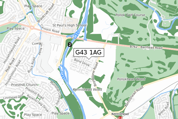 G43 1AG map - small scale - OS Open Zoomstack (Ordnance Survey)