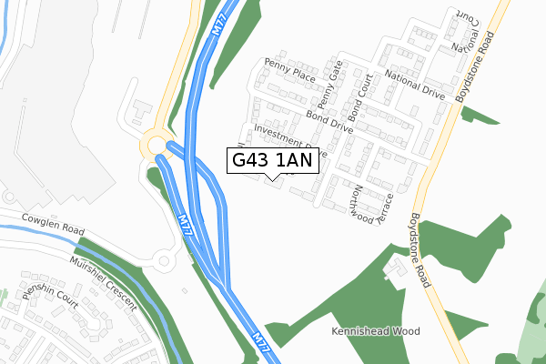 G43 1AN map - large scale - OS Open Zoomstack (Ordnance Survey) G43 1AN map - large scale - OS Open Zoomstack (Ordnance Survey)