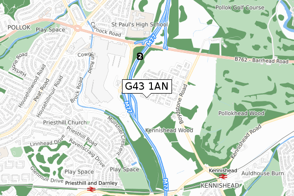 G43 1AN map - small scale - OS Open Zoomstack (Ordnance Survey) G43 1AN map - small scale - OS Open Zoomstack (Ordnance Survey)