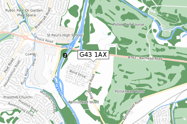 G43 1AX map - small scale - OS Open Zoomstack (Ordnance Survey) G43 1AX map - small scale - OS Open Zoomstack (Ordnance Survey)