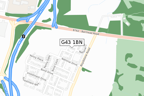 G43 1BN map - large scale - OS Open Zoomstack (Ordnance Survey)