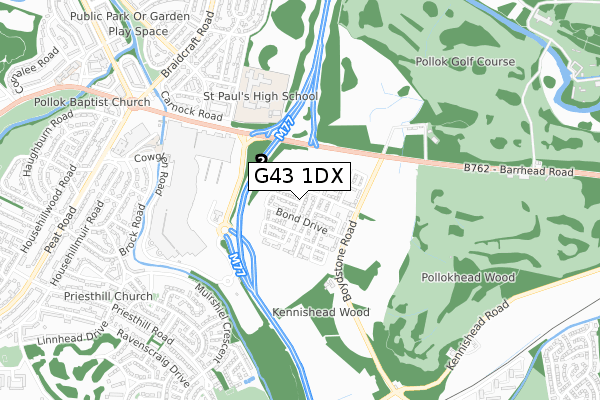 G43 1DX map - small scale - OS Open Zoomstack (Ordnance Survey) G43 1DX map - small scale - OS Open Zoomstack (Ordnance Survey)