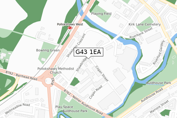 G43 1EA map - large scale - OS Open Zoomstack (Ordnance Survey)