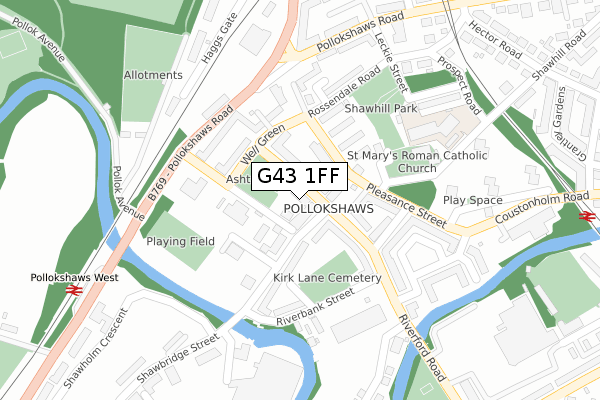 G43 1FF map - large scale - OS Open Zoomstack (Ordnance Survey)