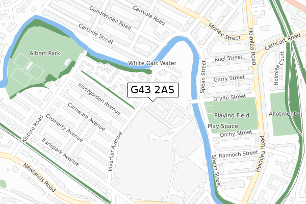 G43 2AS map - large scale - OS Open Zoomstack (Ordnance Survey)