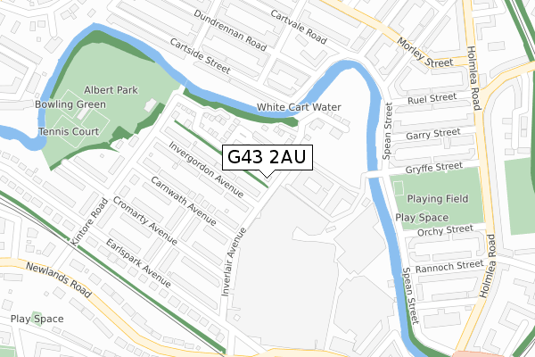 G43 2AU map - large scale - OS Open Zoomstack (Ordnance Survey)