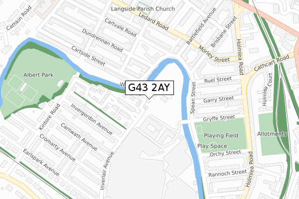 G43 2AY map - large scale - OS Open Zoomstack (Ordnance Survey)