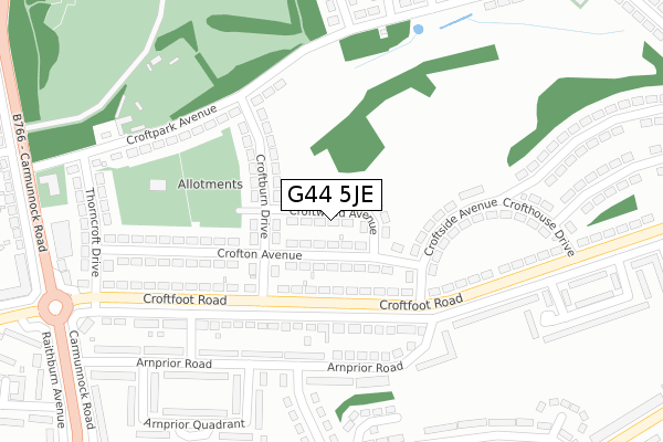 G44 5JE map - large scale - OS Open Zoomstack (Ordnance Survey)
