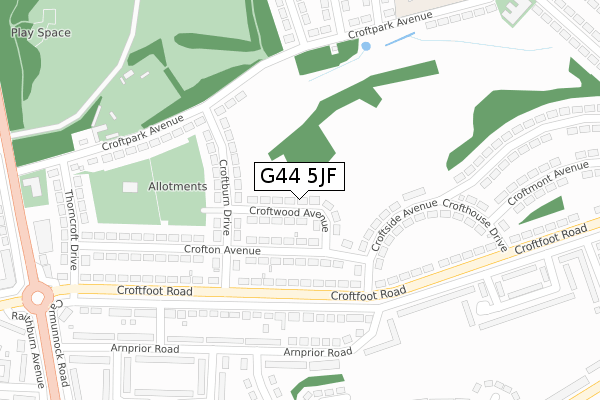 G44 5JF map - large scale - OS Open Zoomstack (Ordnance Survey) G44 5JF map - large scale - OS Open Zoomstack (Ordnance Survey)