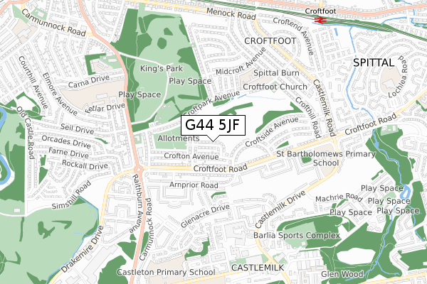 G44 5JF map - small scale - OS Open Zoomstack (Ordnance Survey) G44 5JF map - small scale - OS Open Zoomstack (Ordnance Survey)