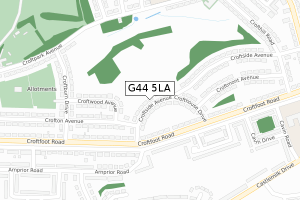 G44 5LA map - large scale - OS Open Zoomstack (Ordnance Survey)