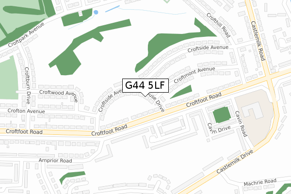 G44 5LF map - large scale - OS Open Zoomstack (Ordnance Survey)