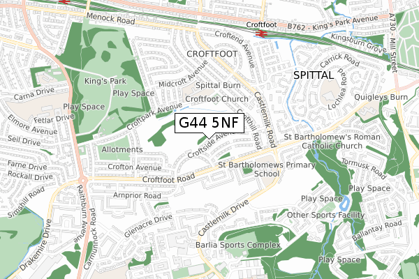 G44 5NF map - small scale - OS Open Zoomstack (Ordnance Survey)