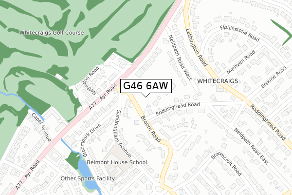 G46 6AW map - large scale - OS Open Zoomstack (Ordnance Survey)