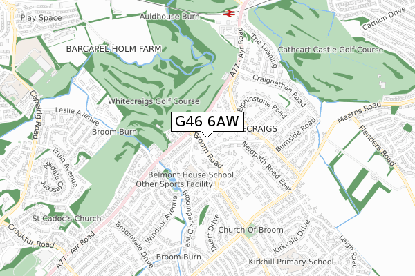 G46 6AW map - small scale - OS Open Zoomstack (Ordnance Survey)