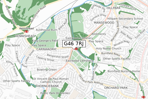 G46 7RJ map - small scale - OS Open Zoomstack (Ordnance Survey)