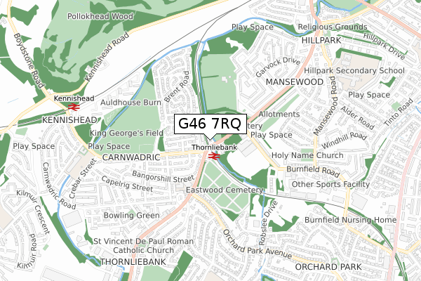 G46 7RQ map - small scale - OS Open Zoomstack (Ordnance Survey) G46 7RQ map - small scale - OS Open Zoomstack (Ordnance Survey)