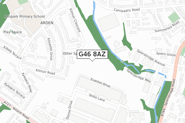 G46 8AZ map - large scale - OS Open Zoomstack (Ordnance Survey)