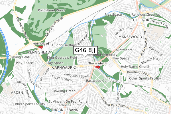 G46 8JJ map - small scale - OS Open Zoomstack (Ordnance Survey) G46 8JJ map - small scale - OS Open Zoomstack (Ordnance Survey)