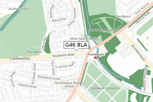 G46 8LA map - large scale - OS Open Zoomstack (Ordnance Survey)