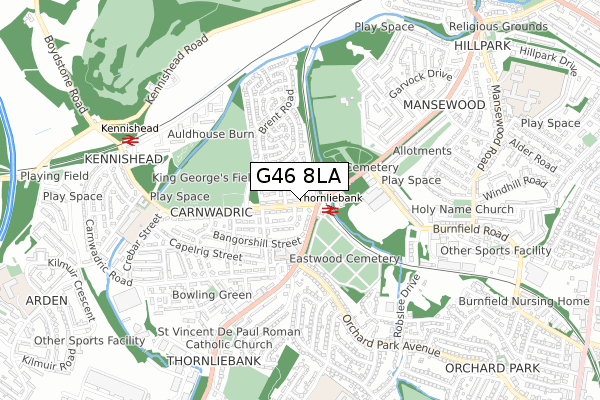 G46 8LA map - small scale - OS Open Zoomstack (Ordnance Survey)