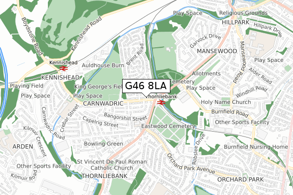 G46 8LA map - small scale - OS Open Zoomstack (Ordnance Survey) G46 8LA map - small scale - OS Open Zoomstack (Ordnance Survey)