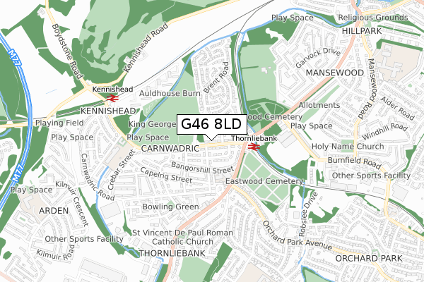 G46 8LD map - small scale - OS Open Zoomstack (Ordnance Survey) G46 8LD map - small scale - OS Open Zoomstack (Ordnance Survey)