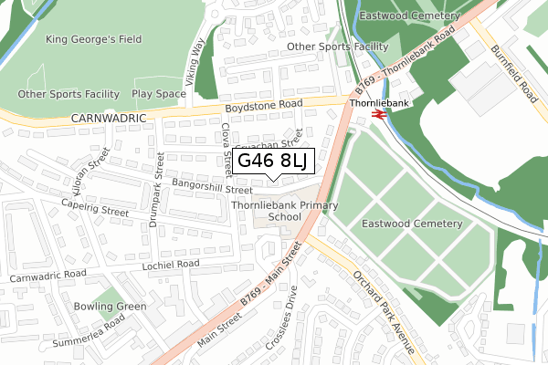G46 8LJ map - large scale - OS Open Zoomstack (Ordnance Survey) G46 8LJ map - large scale - OS Open Zoomstack (Ordnance Survey)