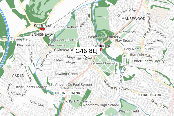 G46 8LJ map - small scale - OS Open Zoomstack (Ordnance Survey) G46 8LJ map - small scale - OS Open Zoomstack (Ordnance Survey)