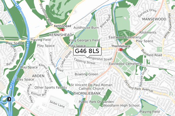 G46 8LS map - small scale - OS Open Zoomstack (Ordnance Survey)